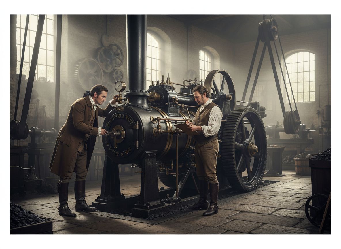 A Boulton & Watt gőzgép az ipari forradalom mozgatórugója.