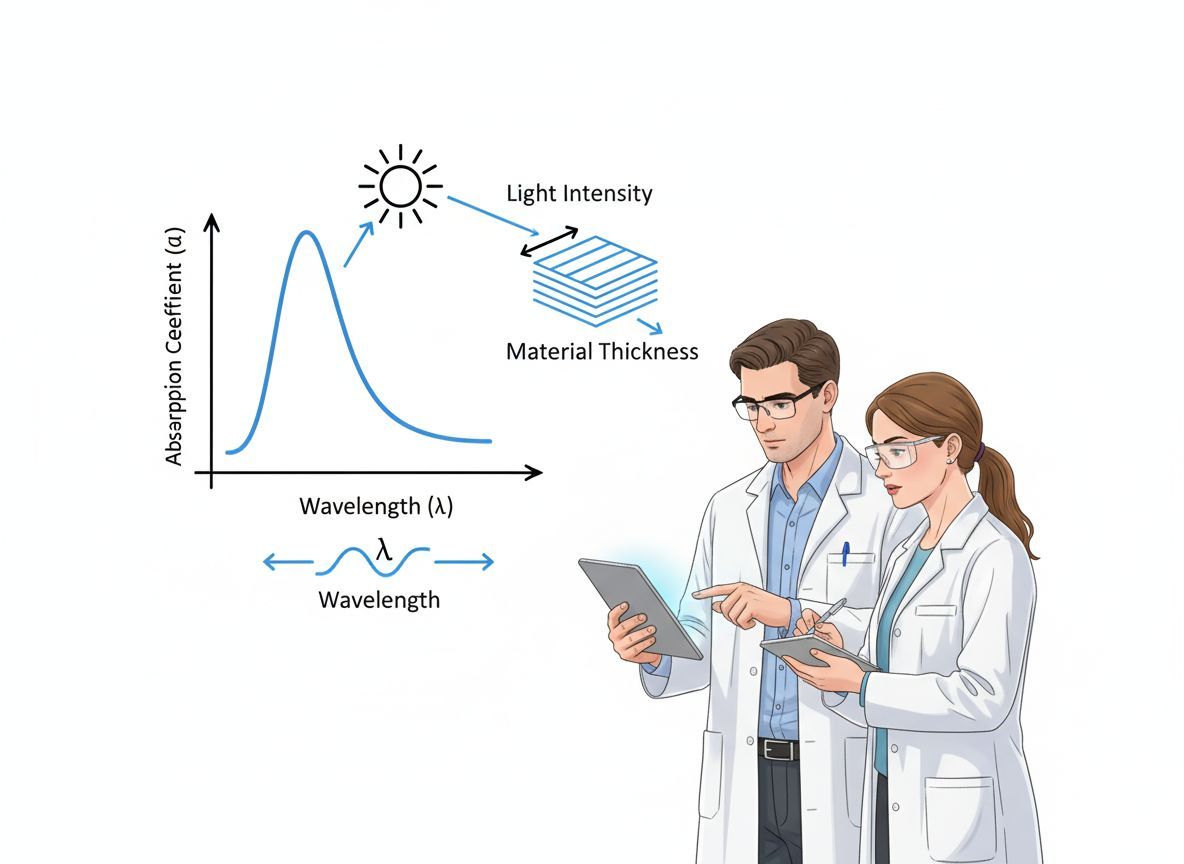 Az abszorpciókoefficiensre hatással van a hullámhossz és anyag.