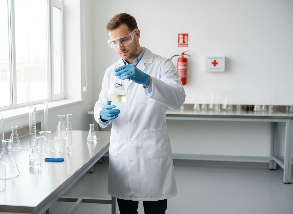 A butilecetsav bőrirritáló lehet, védőfelszerelés szükséges.