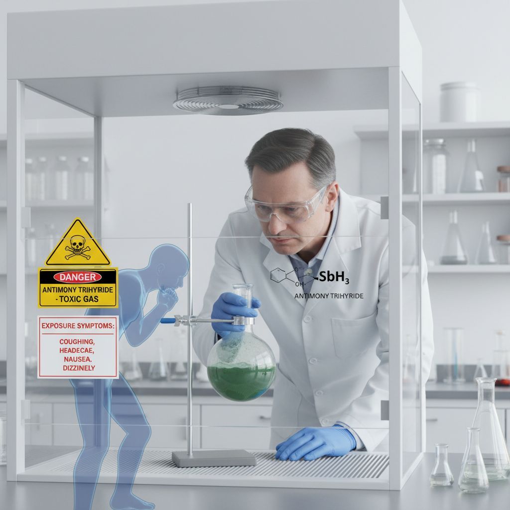 Az antimon-trihidrid gáz belégzése súlyos légzőszervi problémákat okozhat.