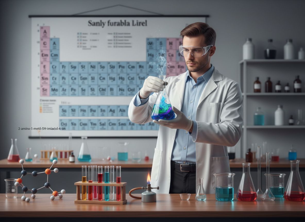 A 2-amino-1-metil-5H-imidazol-4-on alapvető reaktív vegyület.