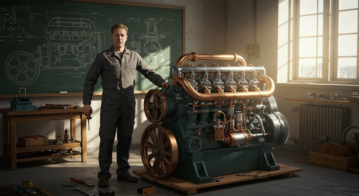 Diesel motorja forradalmasította a közlekedést és ipart.