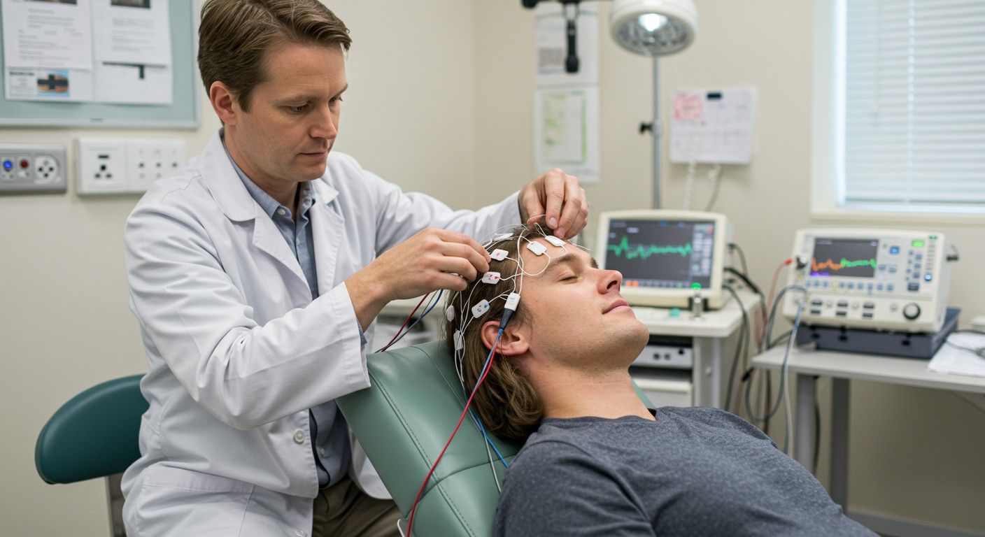 Az EEG vizsgálat során az agyi aktivitást elektrodokkal mérik.