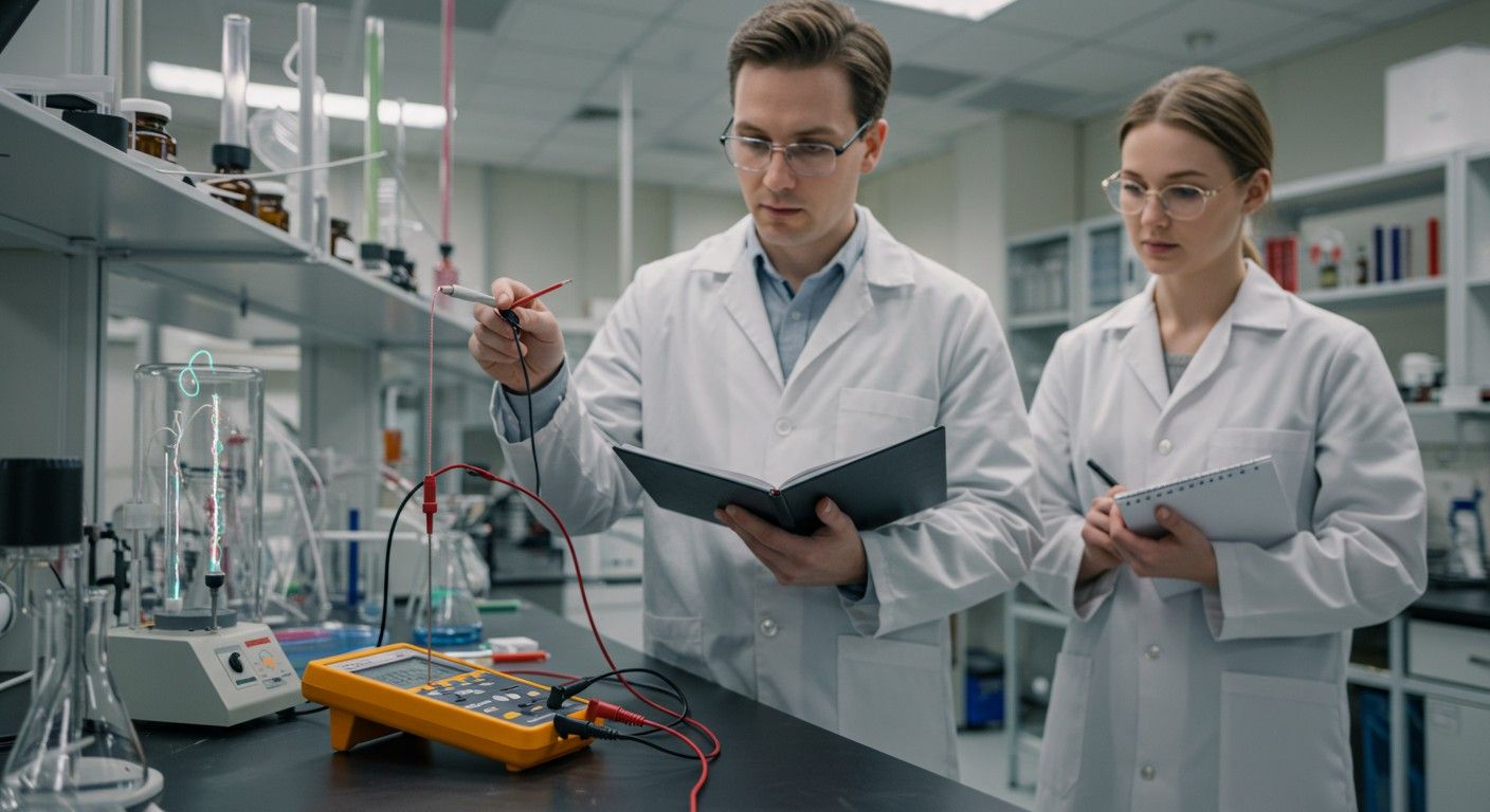 Az elektrosztatikus töltés mérése kalibrált érzékelőkkel történik.