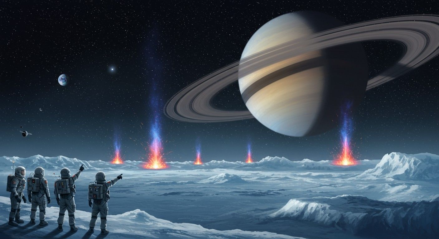 Enceladus gejzírjei víz és organikus vegyületek nyomait tartalmazzák.