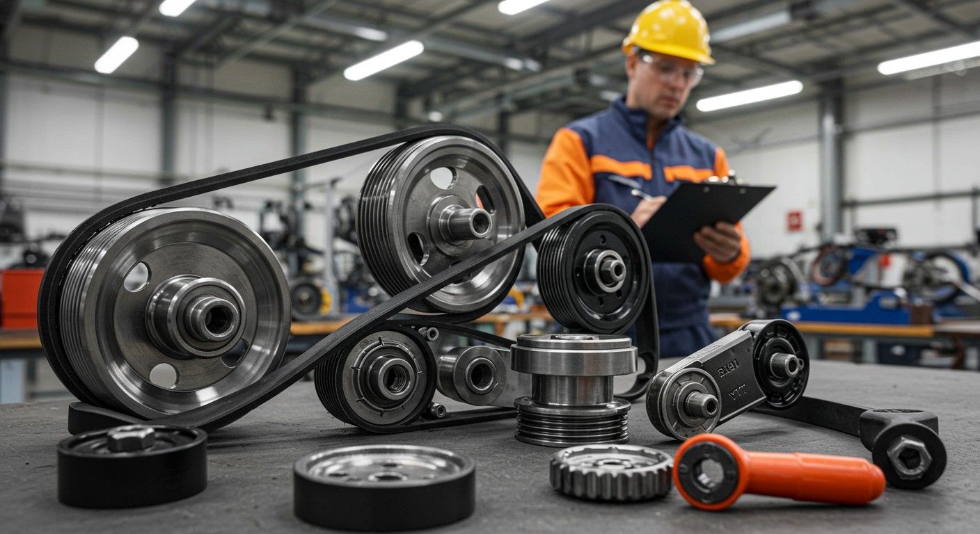 Az ékszíjhajtás láncszemei között a szíjak és tárcsák találhatók.