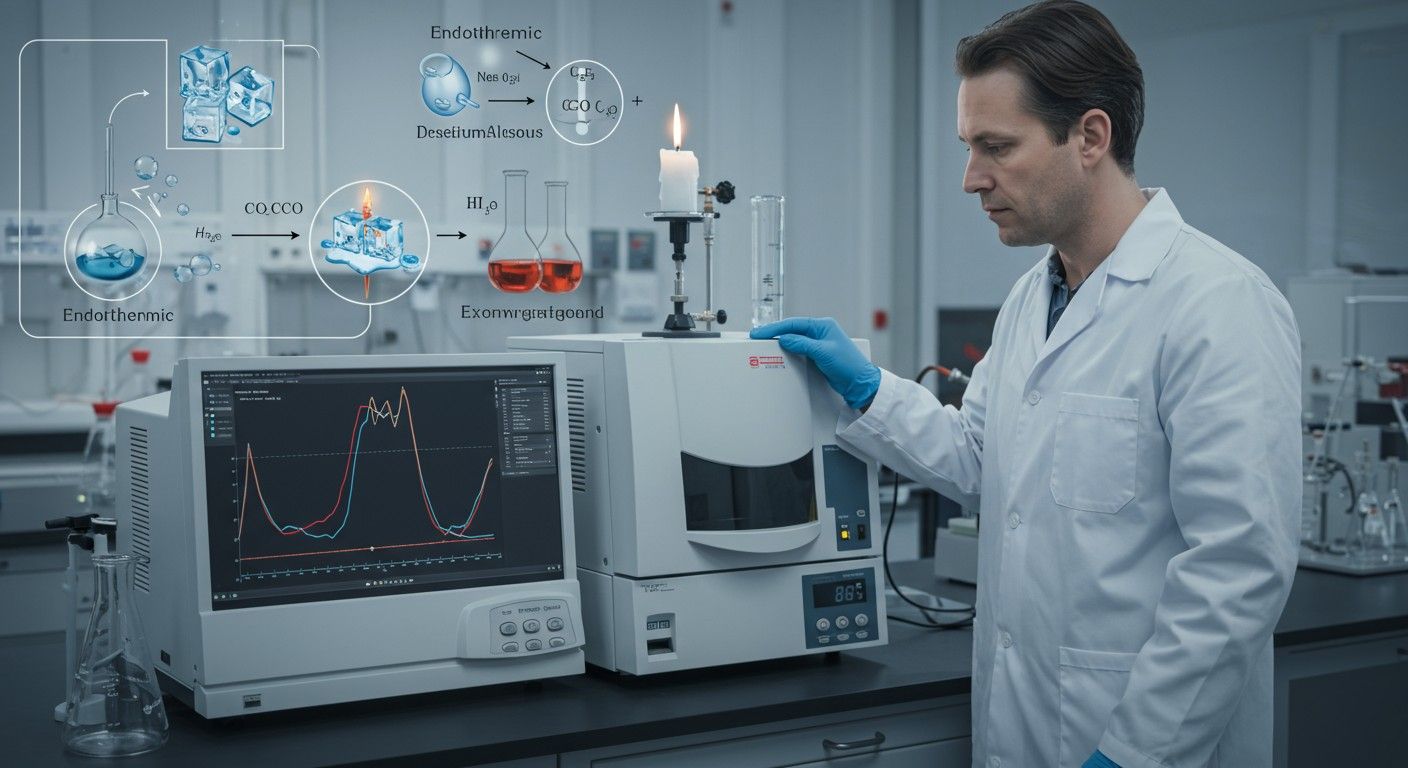 A DTA megkülönbözteti az endo- és exoterm reakciókat.