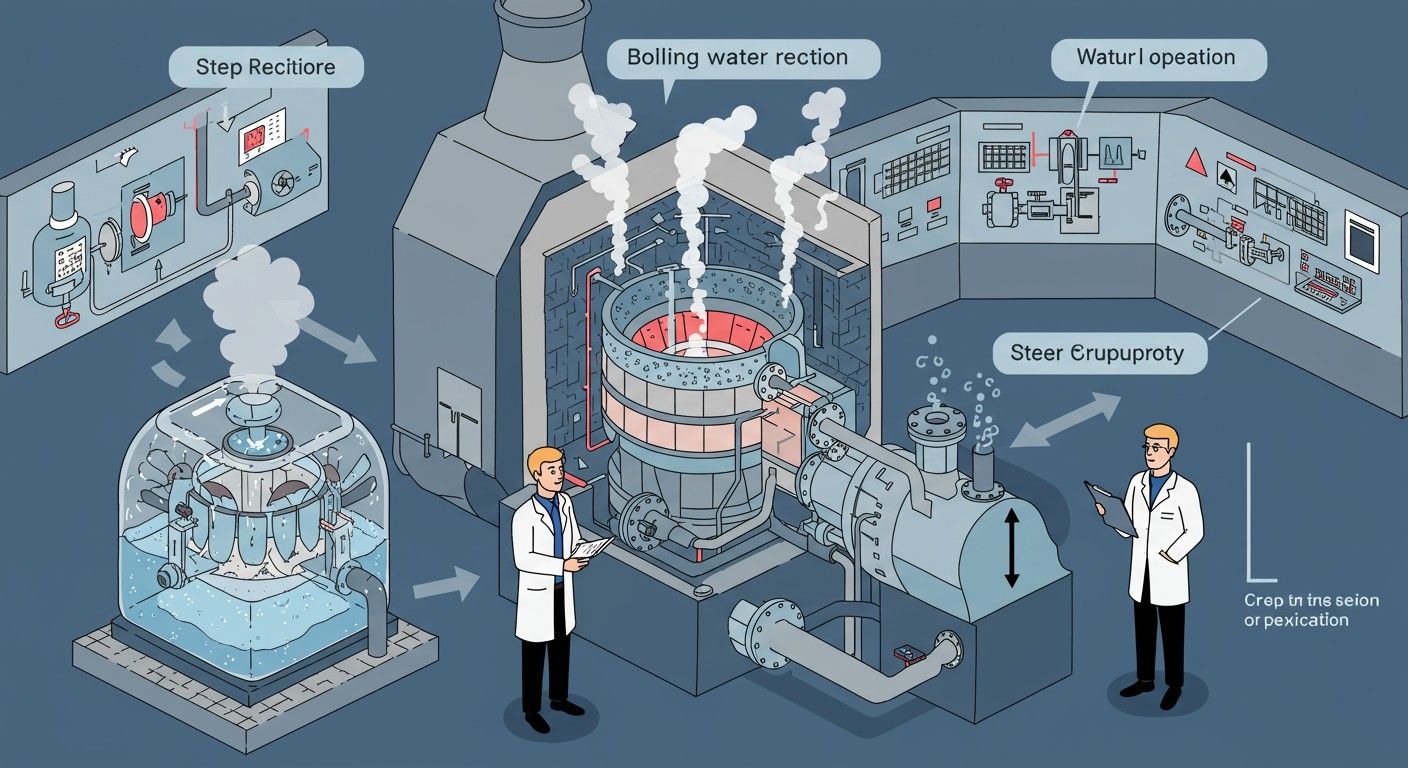A BWR vízgőz-ciklus alapján termeli az energiát.