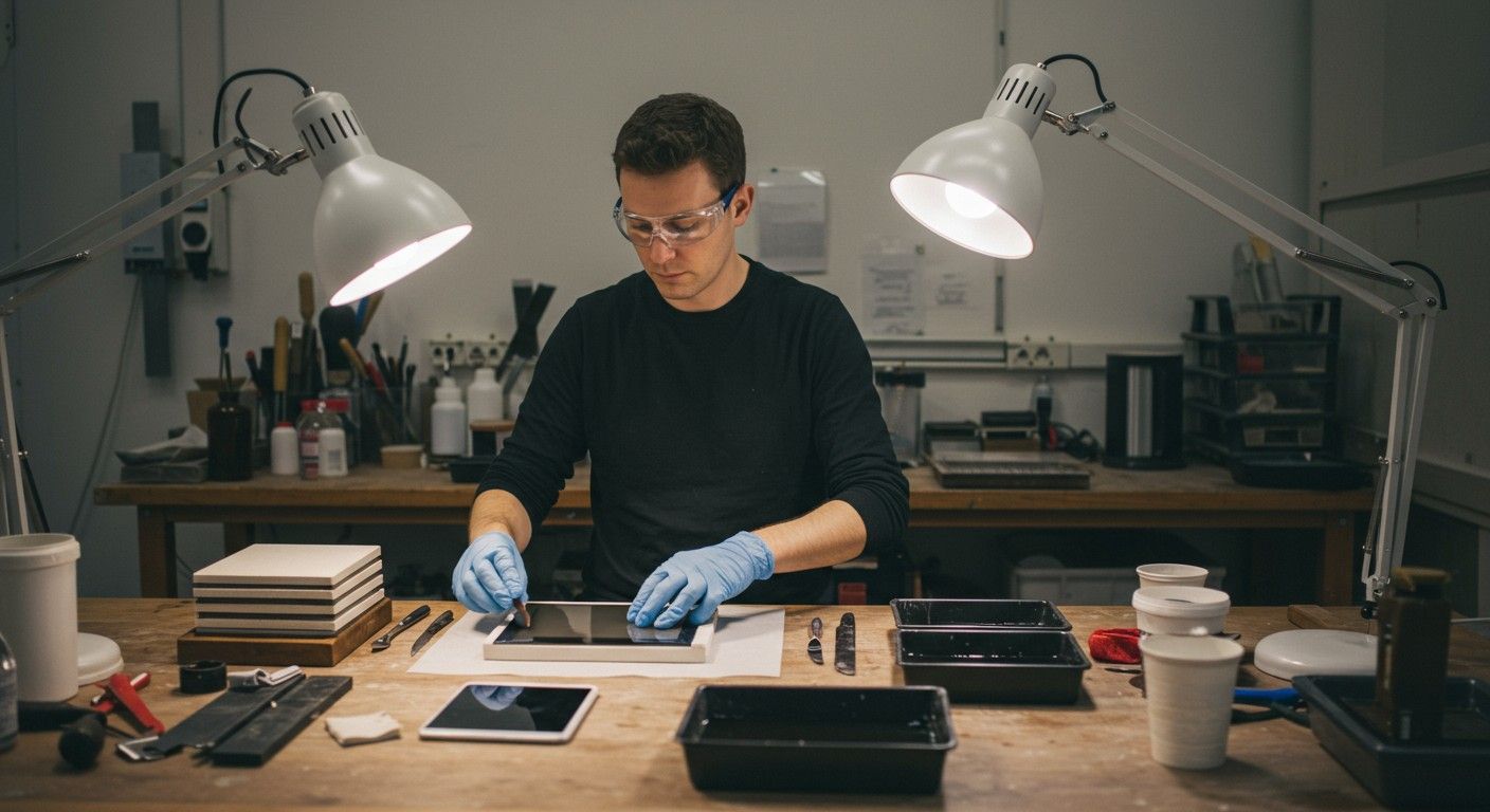 A fotopolimerek UV-fény hatására keményednek meg a klisében.