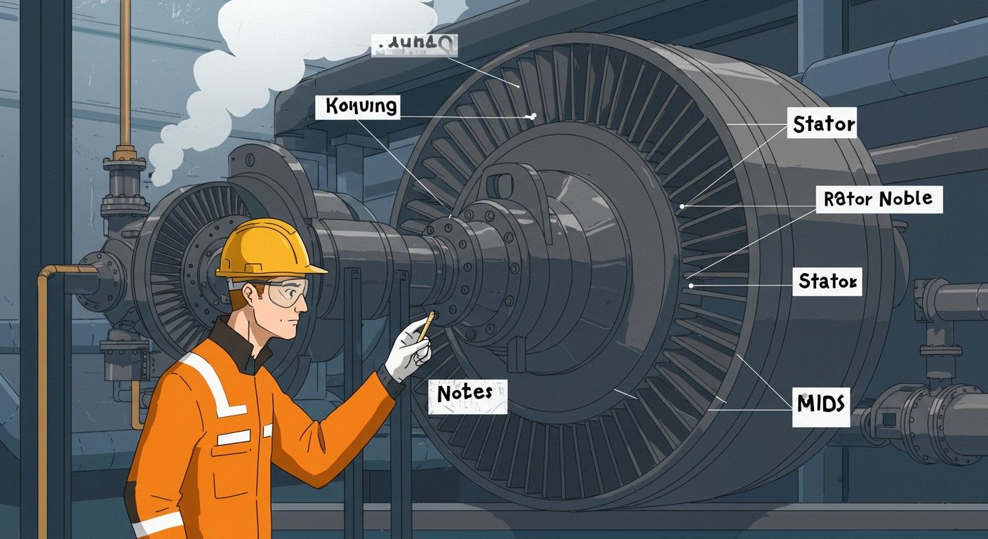 A gőzturbina fő alkatrésze a rotor és a stator.