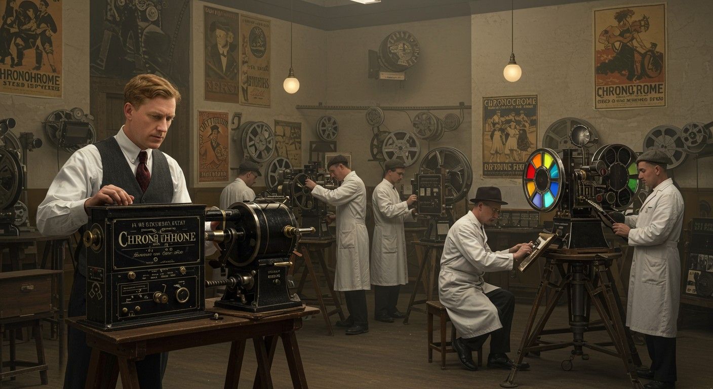 A Chronophone és Chronochrome a hangosfilm innovációi voltak.