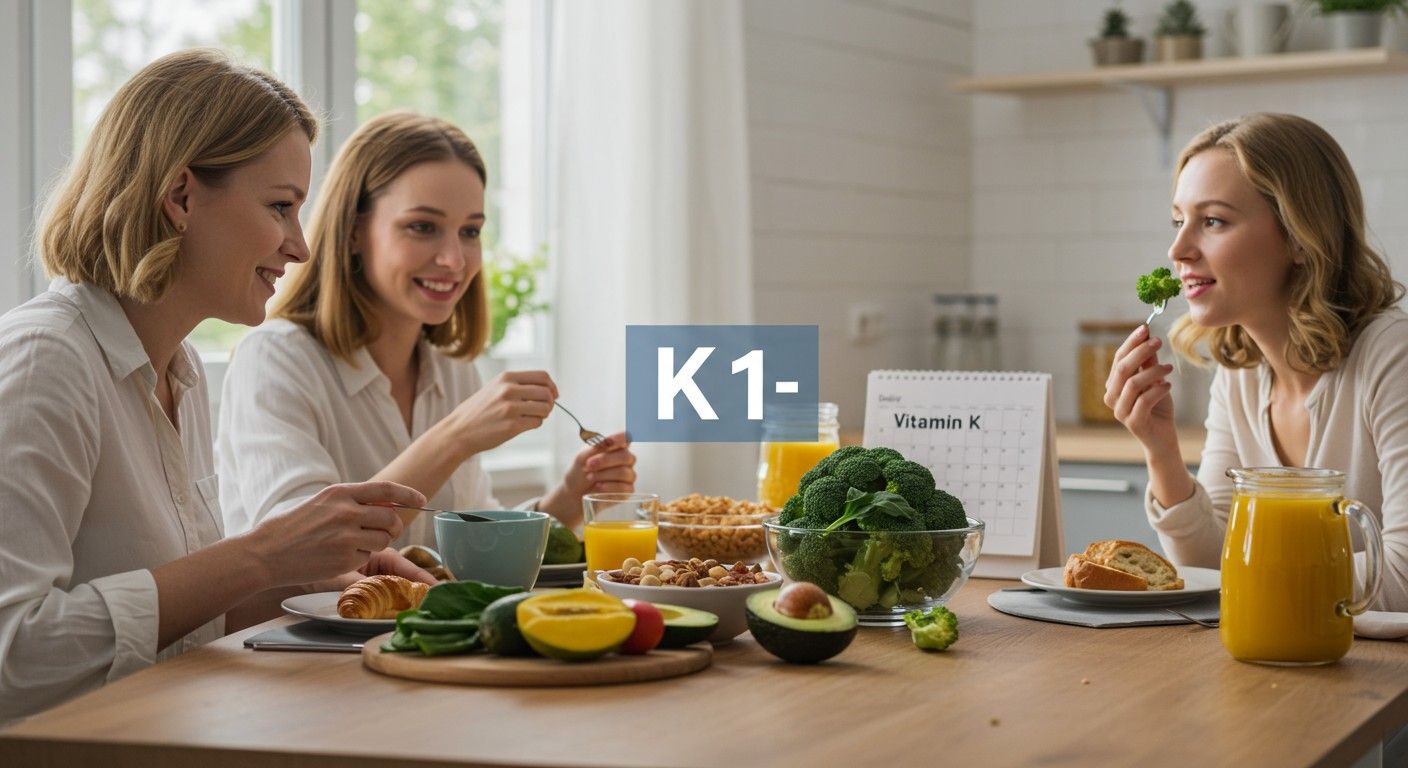 A napi K1-vitamin ajánlott bevitele 90-120 µg.