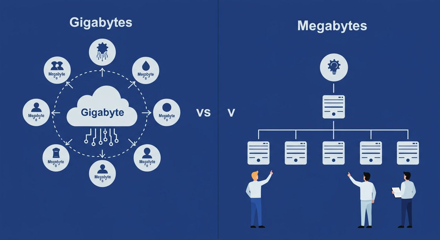 1 gigabyte = 1024 megabyte, adatméret hierarchia alapja.