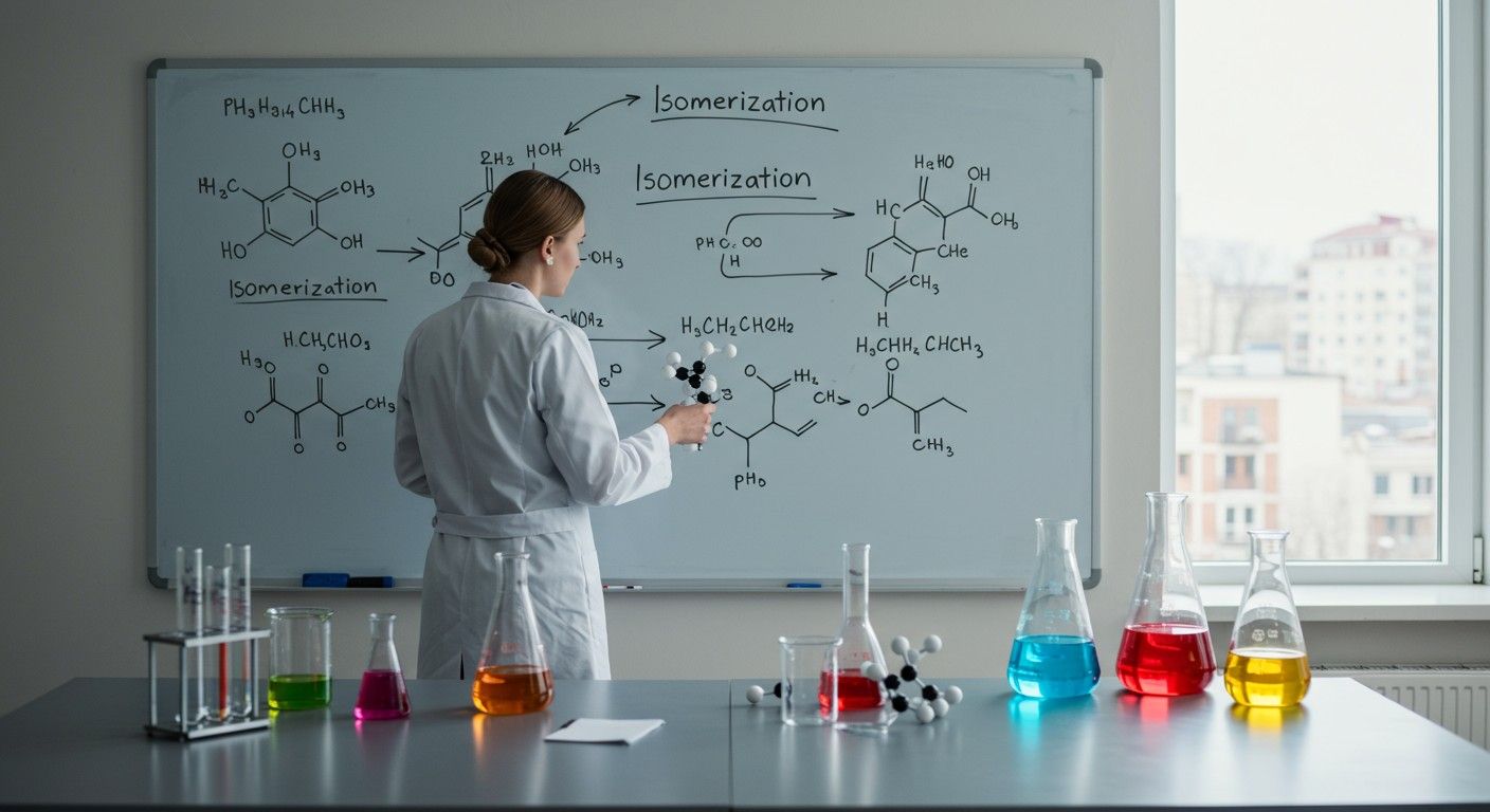 Az izomerizáció során a molekulák térszerkezete átalakul.