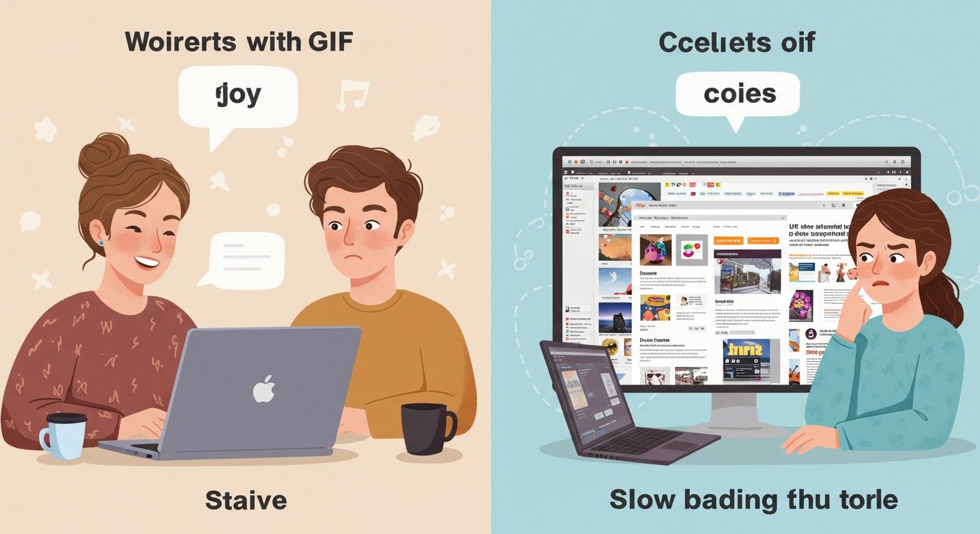GIF használata szórakoztató, de nem ideális nagy fájlokhoz.