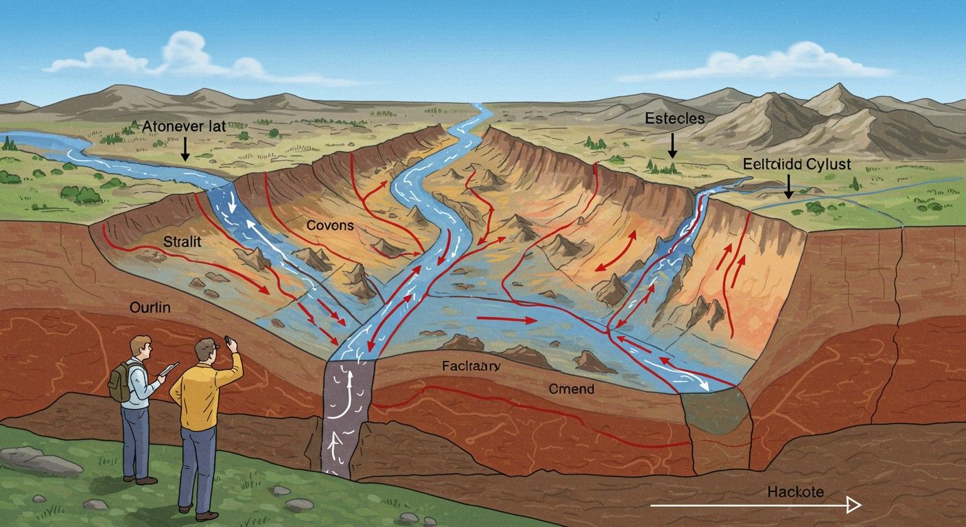 A tektonikus folyamatok formálják a hegységeket és völgyeket.