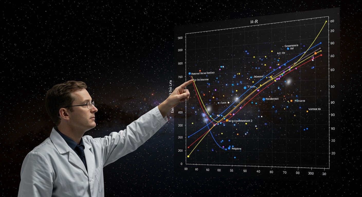 A H-R diagramon a csillagok fejlődése követhető nyomon.