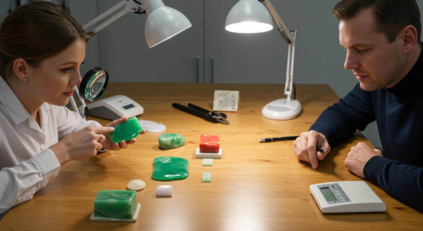 A jáde hamisítványok gyakran üvegből vagy szintetikus anyagból készülnek.