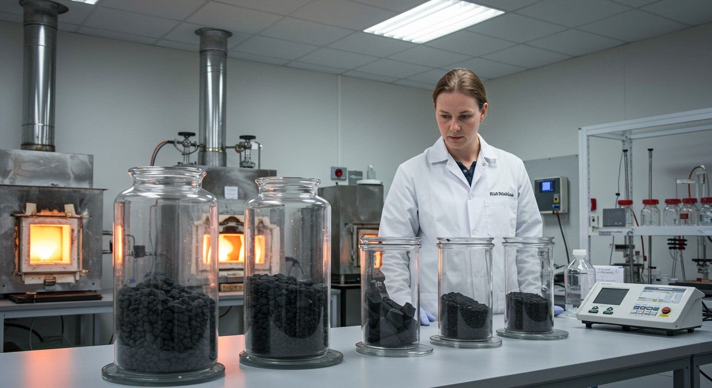 A karbonizáció termékei között megtalálhatók a biochar és a faszén.