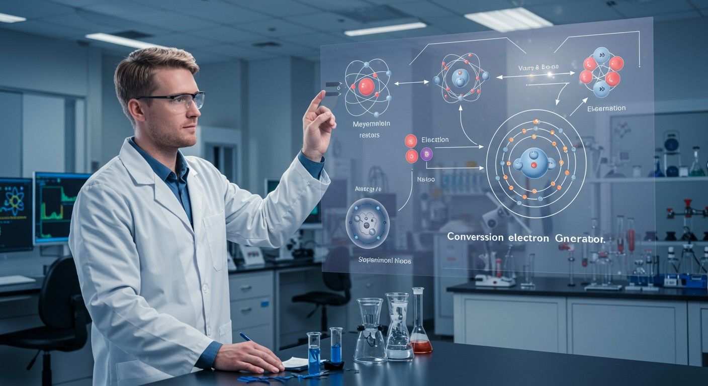 A konverziós elektron keletkezése fotonok és atominterakciók eredménye.