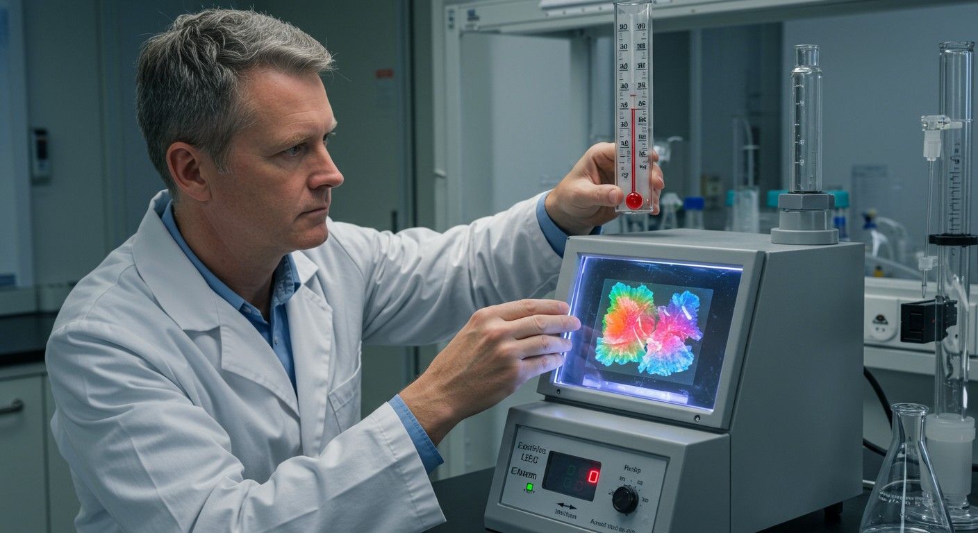 A hőmérséklet változása színt változtathat a folyadékkristályban.