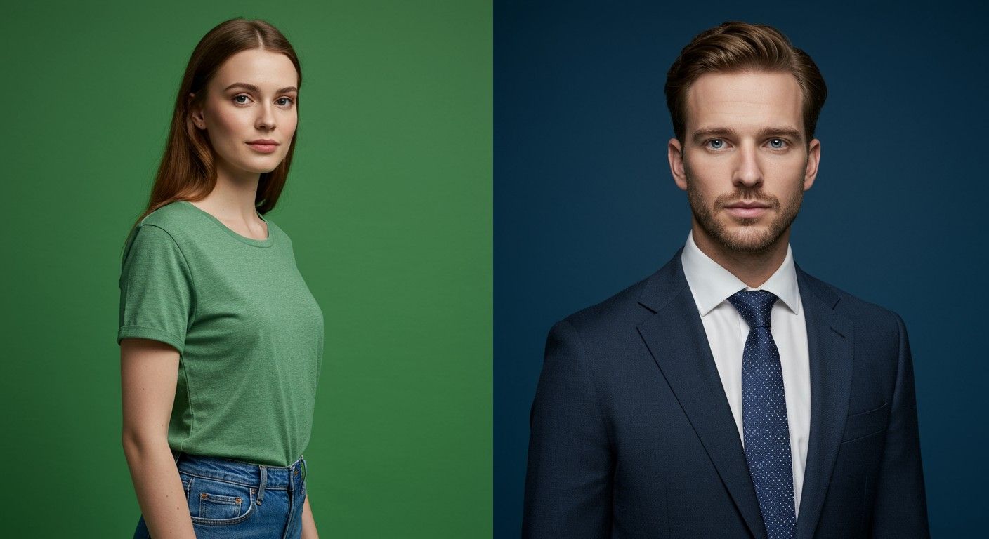 A zöld háttér élénkebb színekhez, a kék hűvösebb hatáshoz ideális.