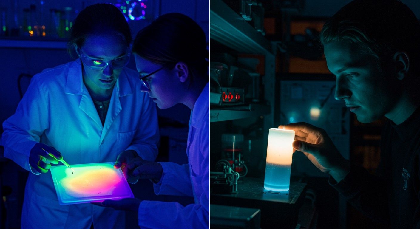 A fotolumineszcencia alapvető különbséget mutat fluoreszcencia és foszforeszcencia között.