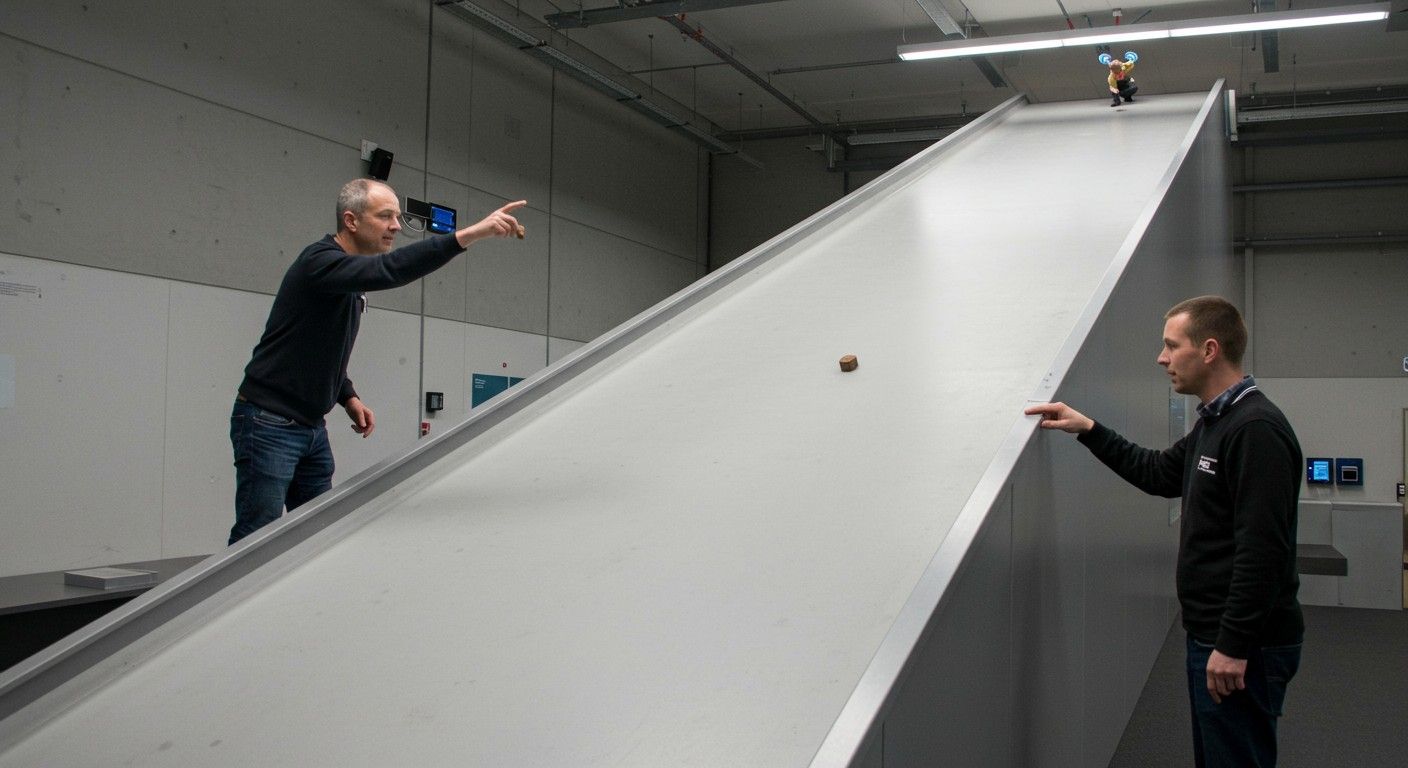 A lejtő segíti a nehéz tárgyak mozgását hatékonyan.