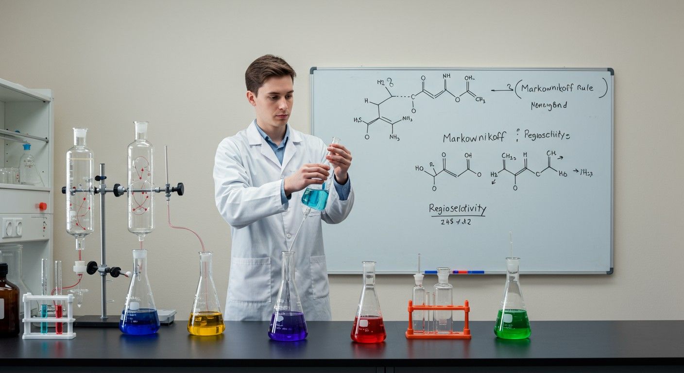 A Markownikoff szabály meghatározza a termék regioselektivitását.