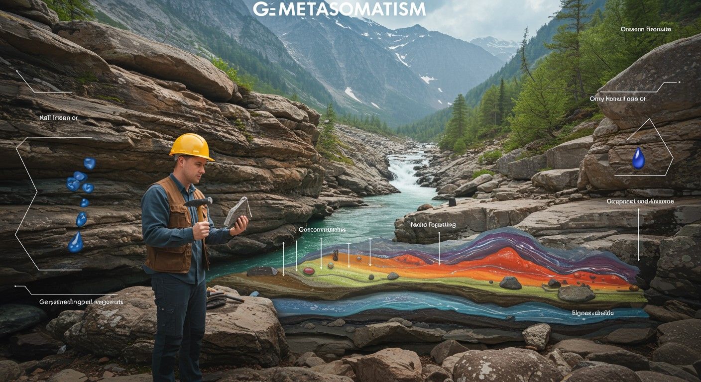 A metaszomatózis során ásványi fluidumok átépítik a kőzeteket.