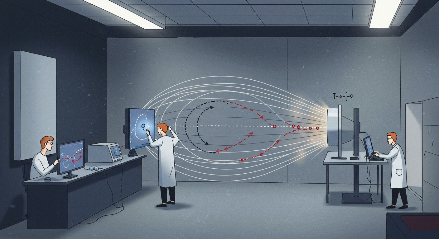 Töltött részecskék spirális pályán mozognak mágneses mezőben.