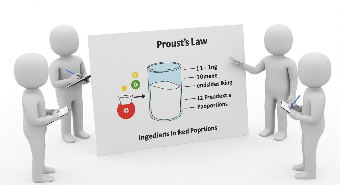 Proust törvénye a kémiai vegyületek arányait tisztázza pontosan.