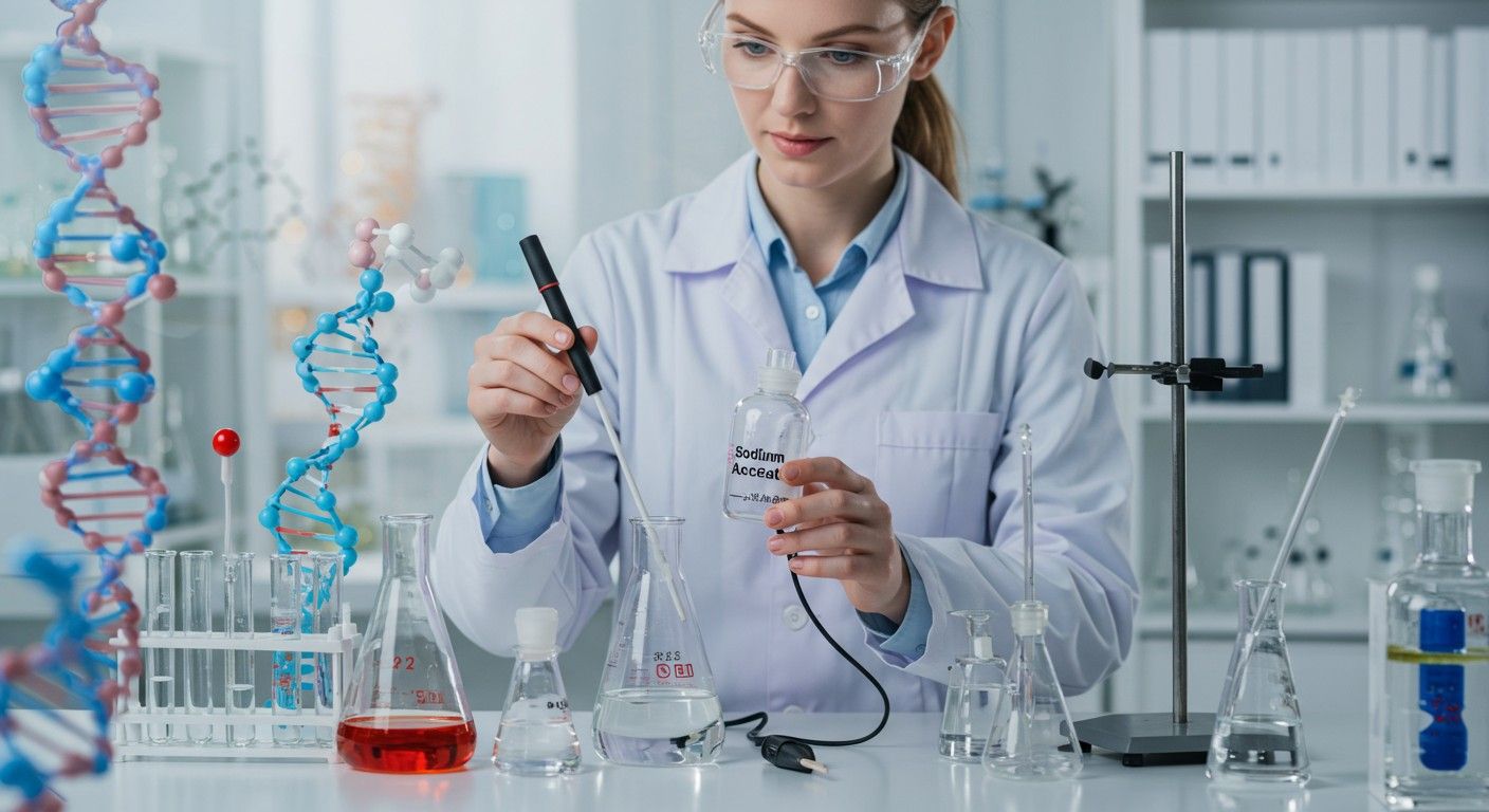 A nátrium-acetát kulcsszerepet játszik a pH-szabályozásban.