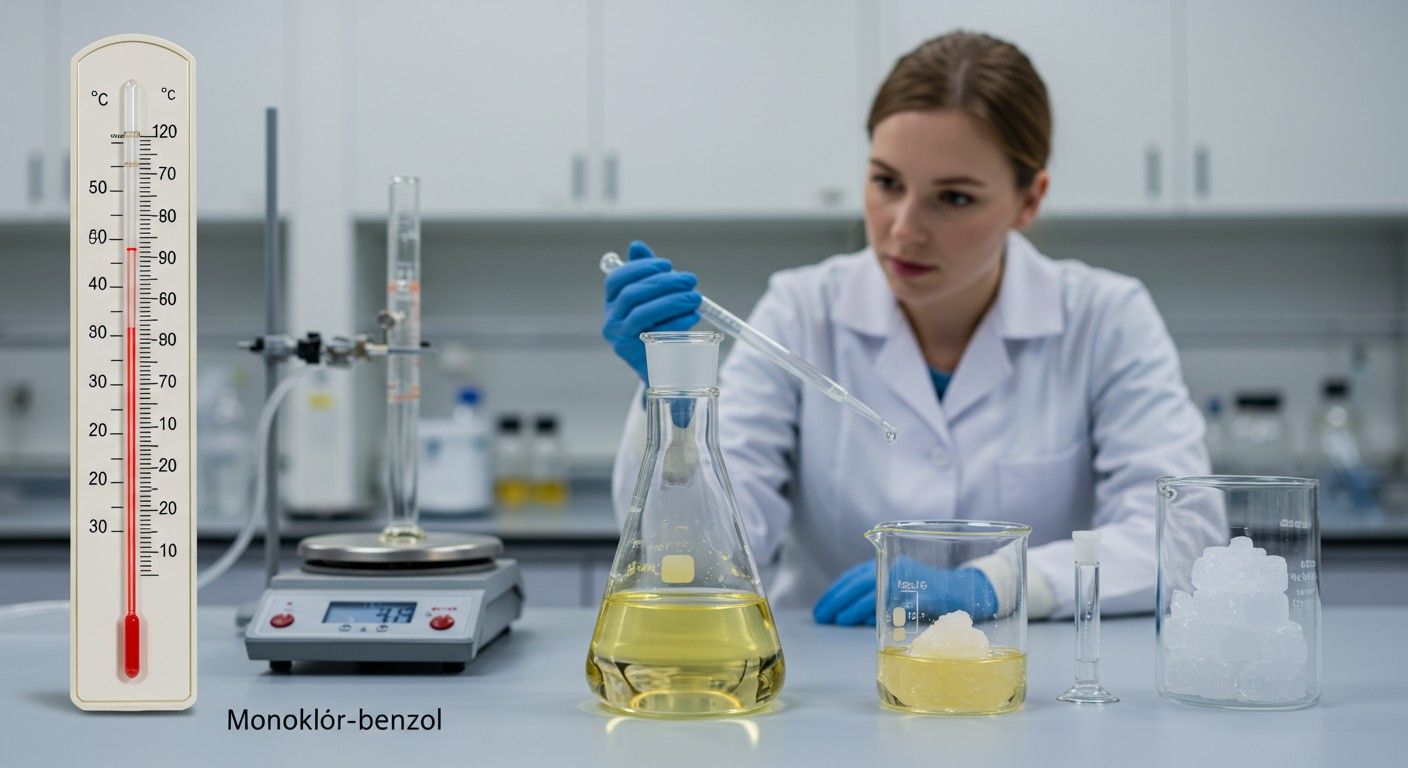 A monoklór-benzol forráspontja 111 °C, sűrűsége 1,11 g/cm³.