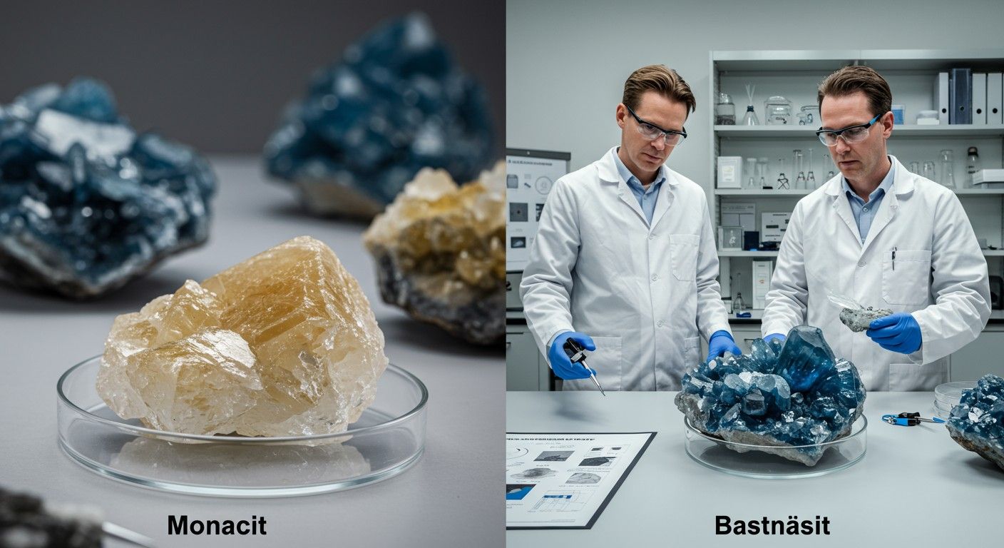 A monacit és bastnäsit eltérő ritkaföldfém-tartalommal bír.