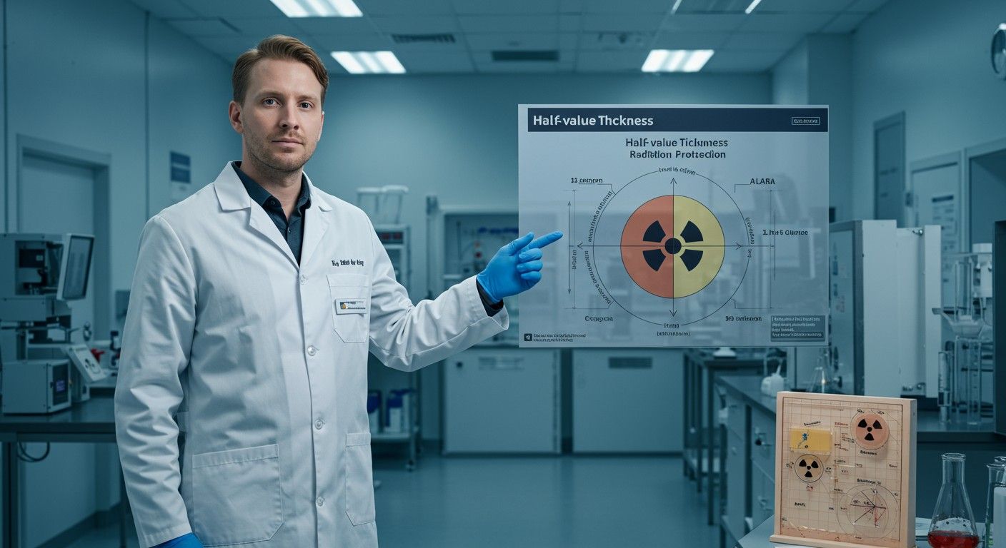 A felezési vastagság csökkenti a sugárterhelést ALARA elv szerint.