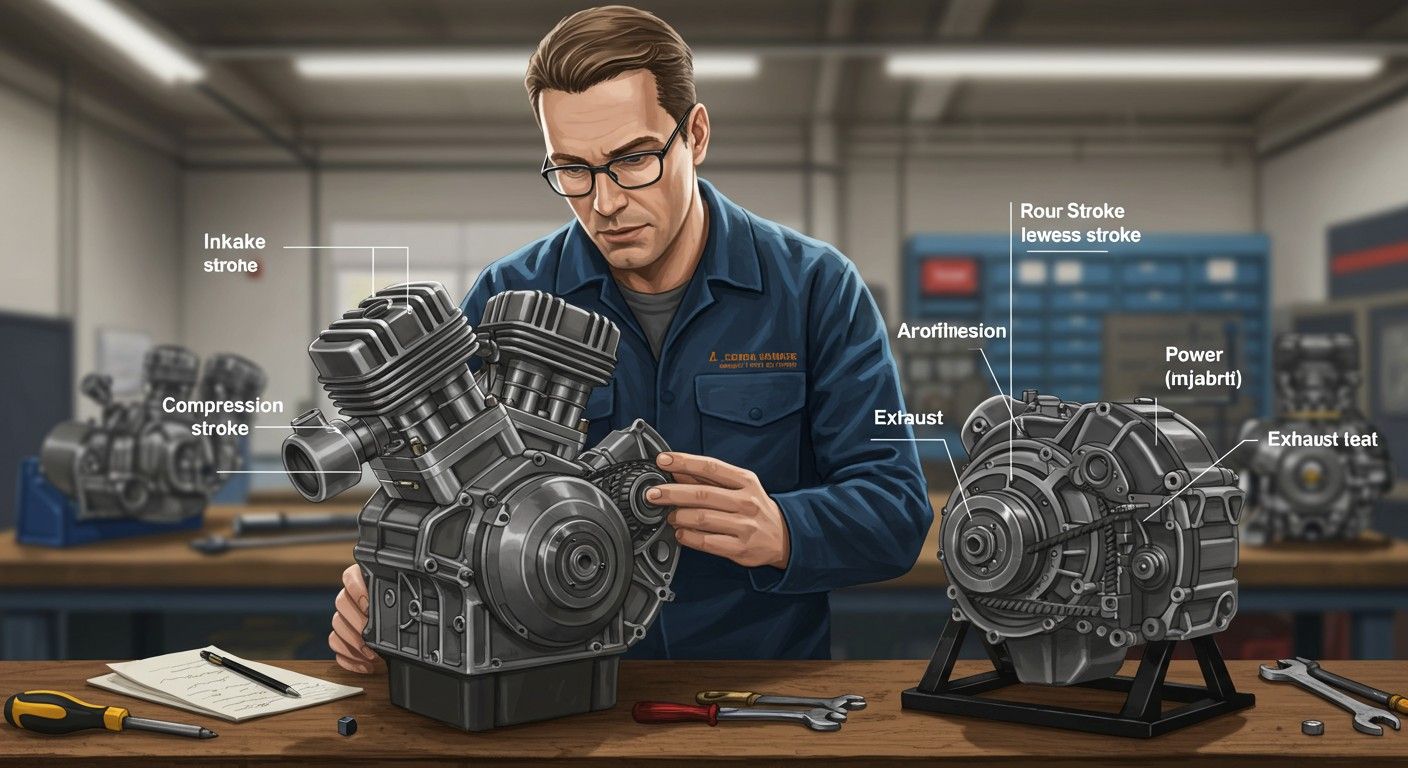 A négyütemű motor üzemanyagtakarékosabb, de bonyolultabb is.