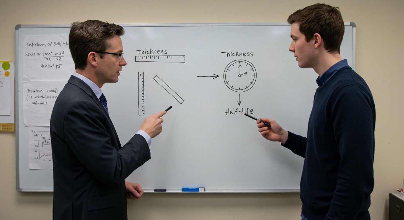 A felezési vastagság a radioaktív anyagok csillapítását jelenti.