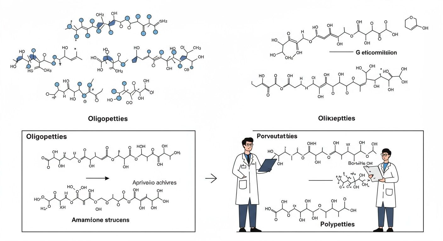 Az oligopeptidek rövidek, míg a polipeptidek hosszú láncok.