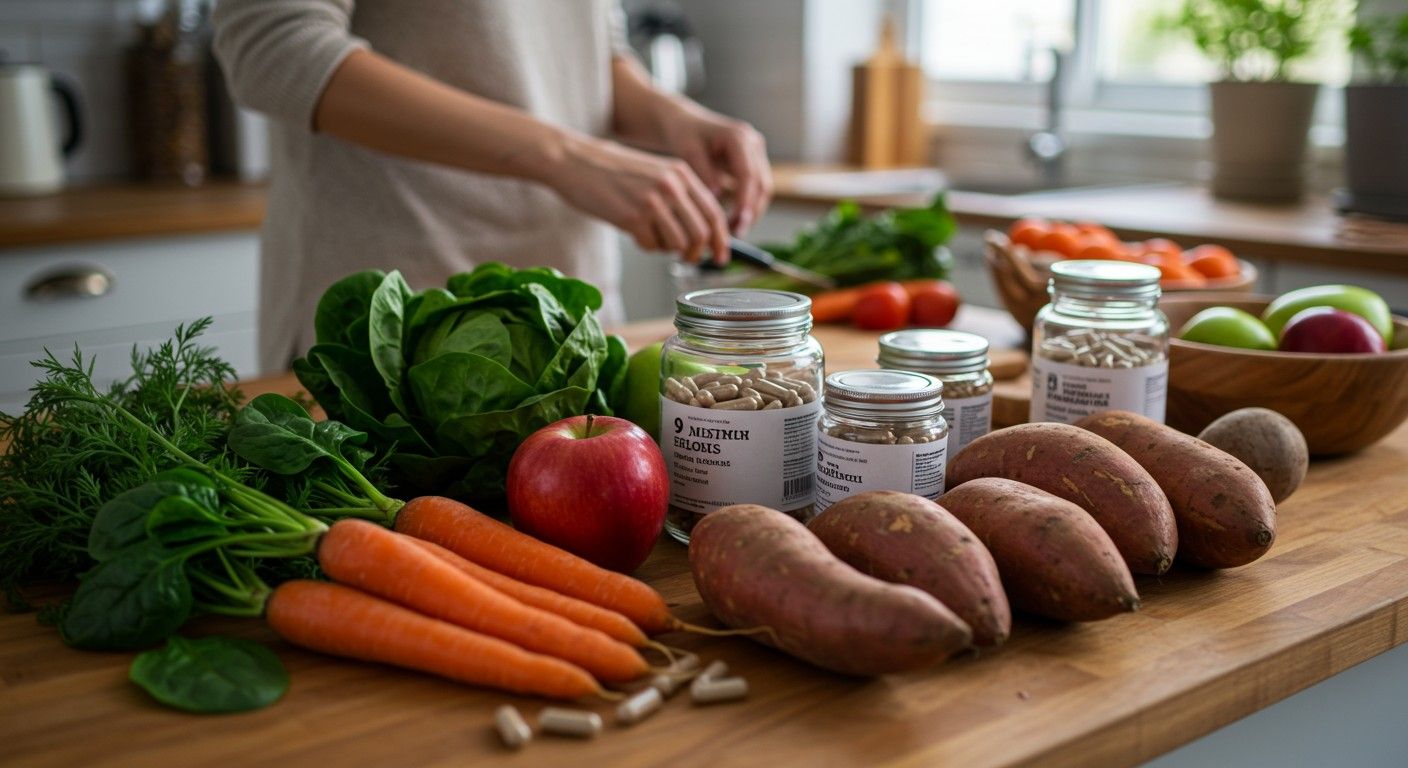 A provitaminok természetes forrásai zöldségek és gyümölcsök.