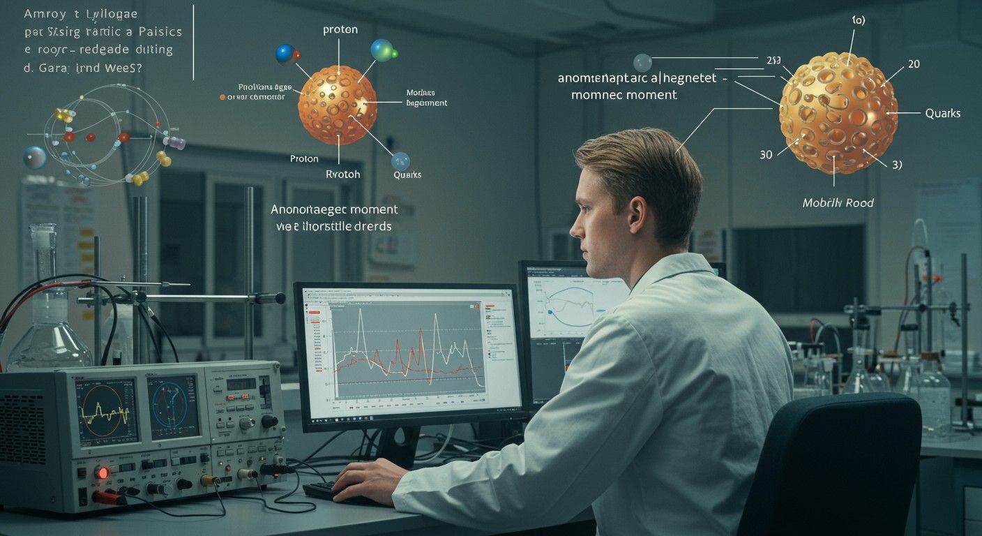 A proton mágneses momentumának anomáliája kvarkok kölcsönhatásából ered.
