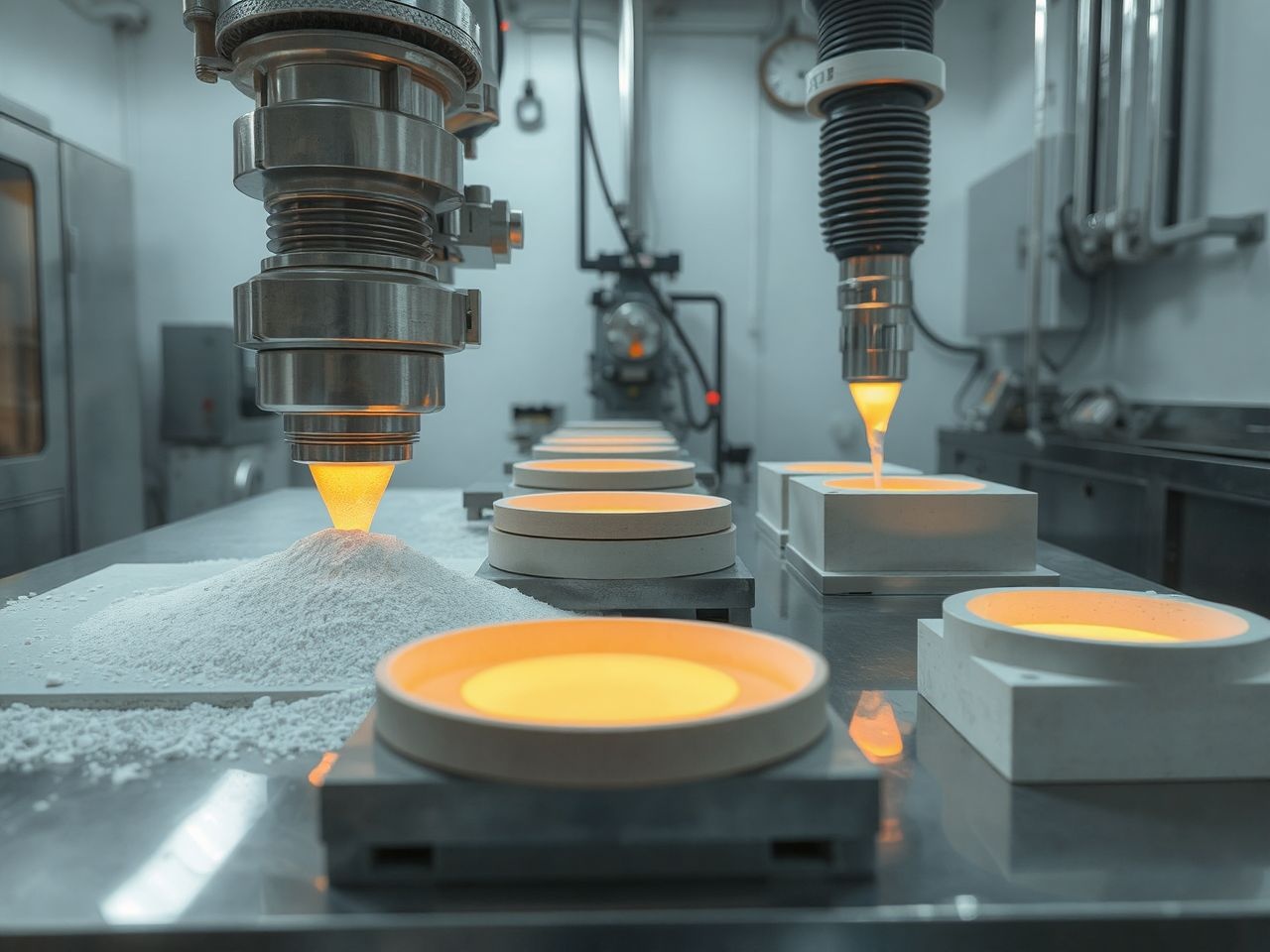 A Synroc előállítása magas hőmérsékleten történő kerámiaszinterezéssel zajlik.