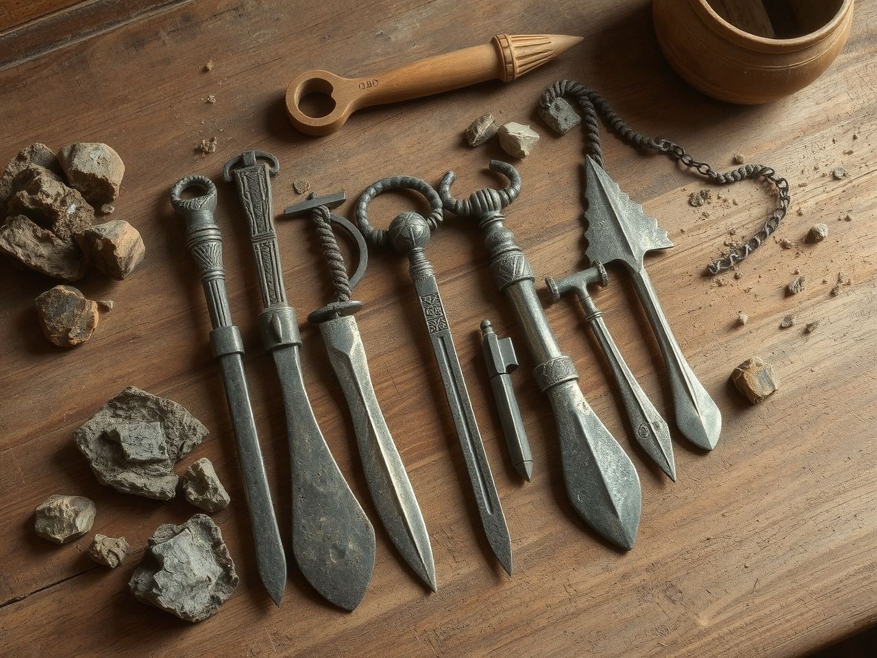 A szaruércet már az ókori civilizációk fegyverekhez használták.