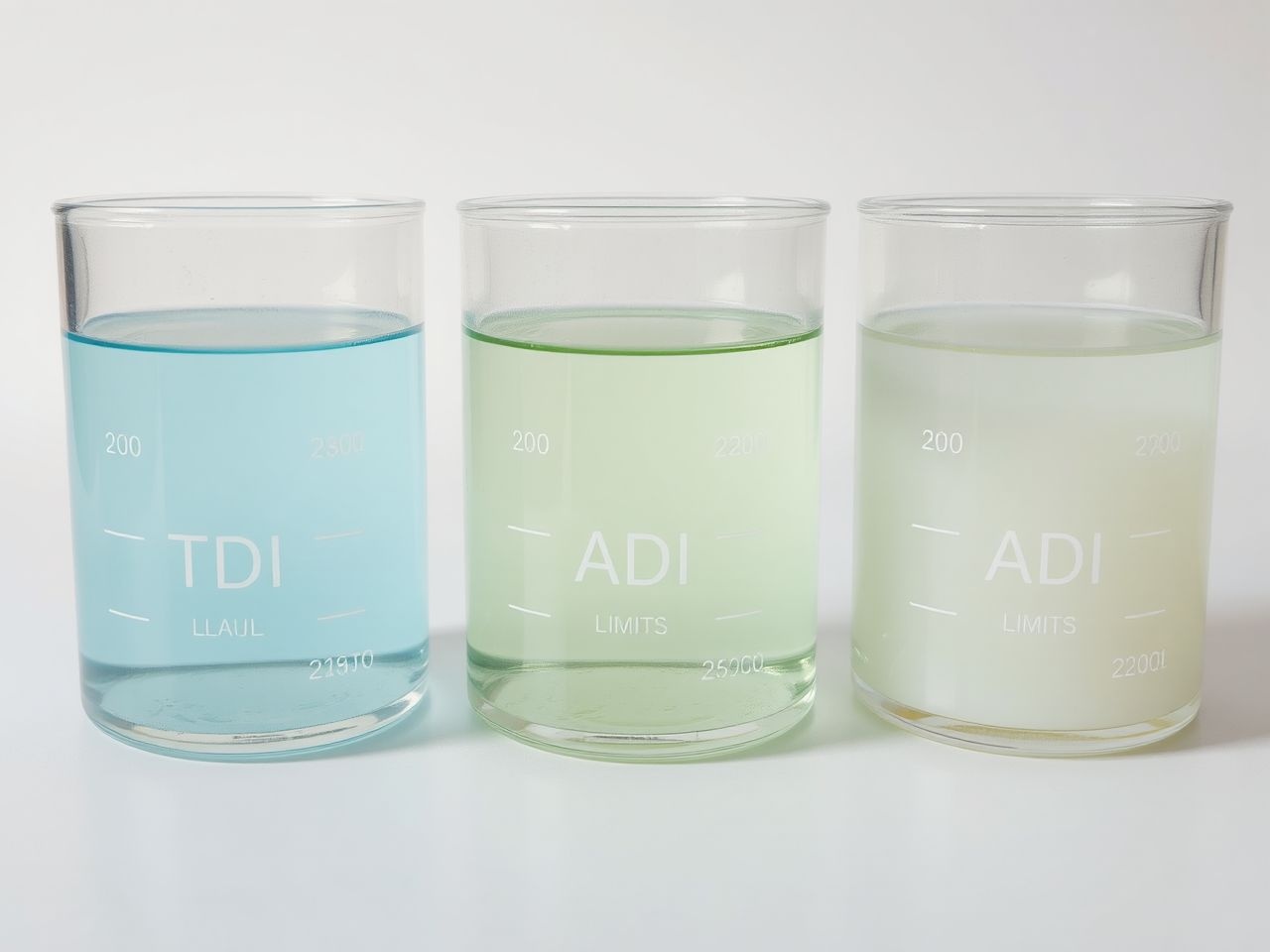 A TDI hosszú távú, az ADI biztonsági határérték.