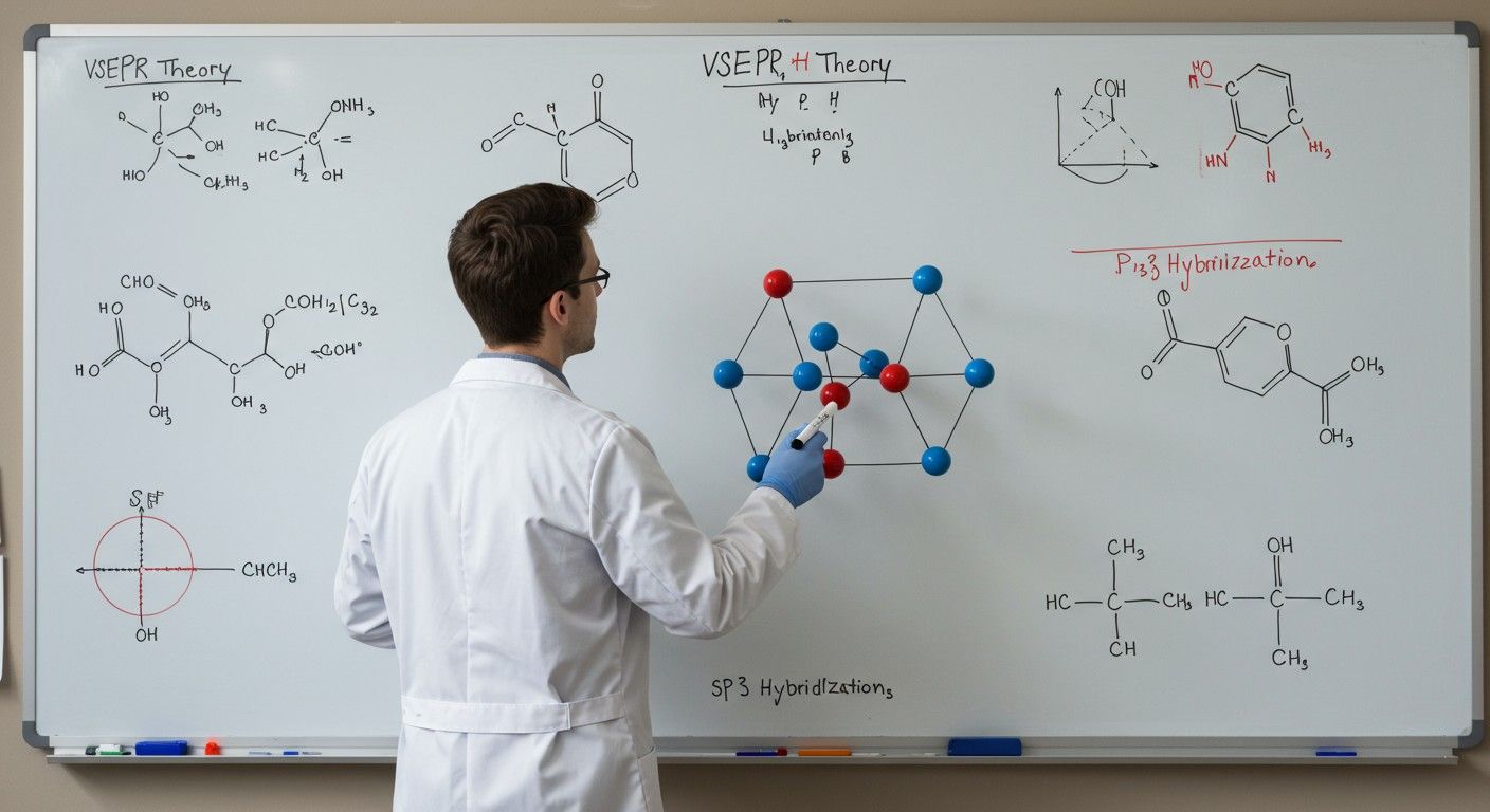 Az sp3 hibridizáció tetraéderes elrendezést eredményez.