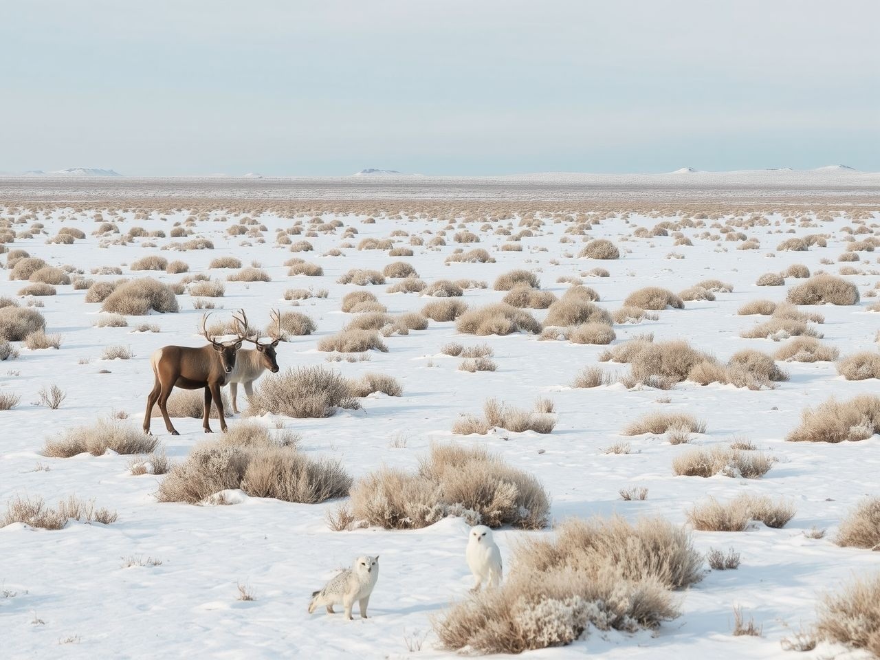 A tundra állatai vastag szőrzettel védekeznek a hideg ellen.