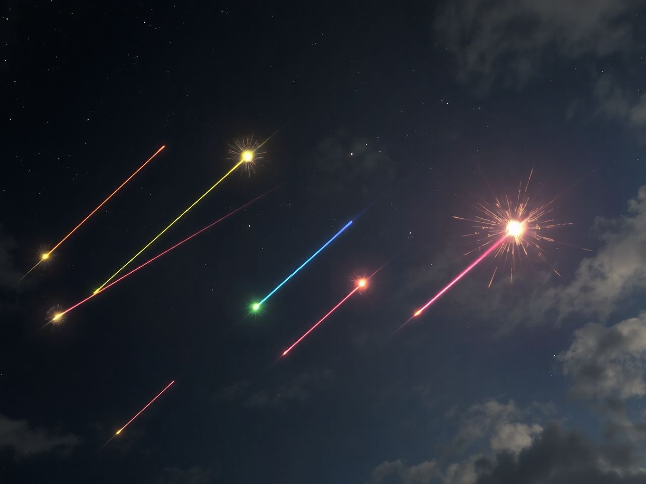 A tűzgömbök színei az anyag összetételét tükrözik.