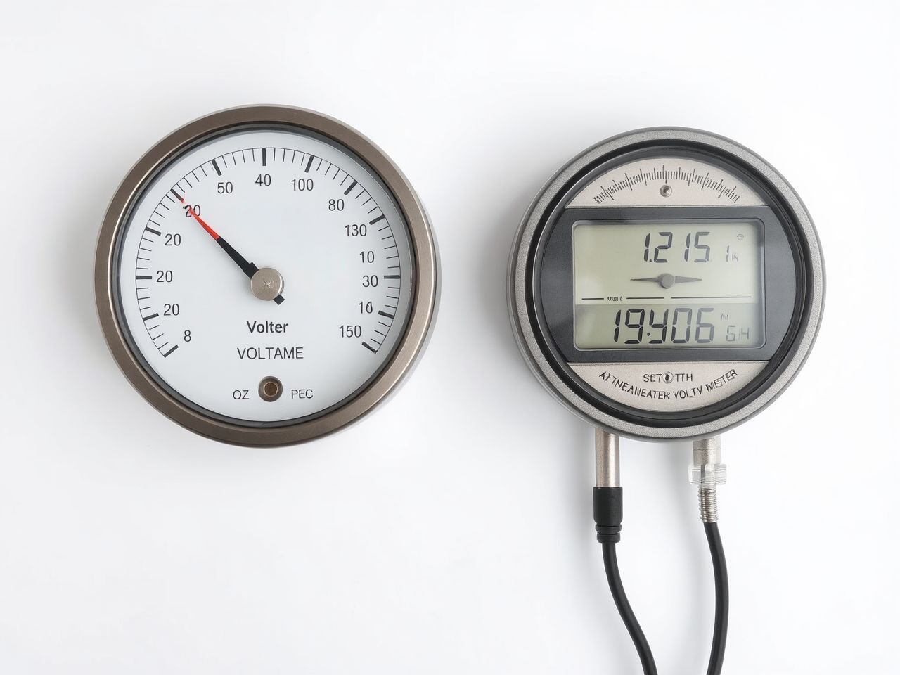 Az analóg voltmérők mutatóval, a digitálisak számjegyekkel mérnek.