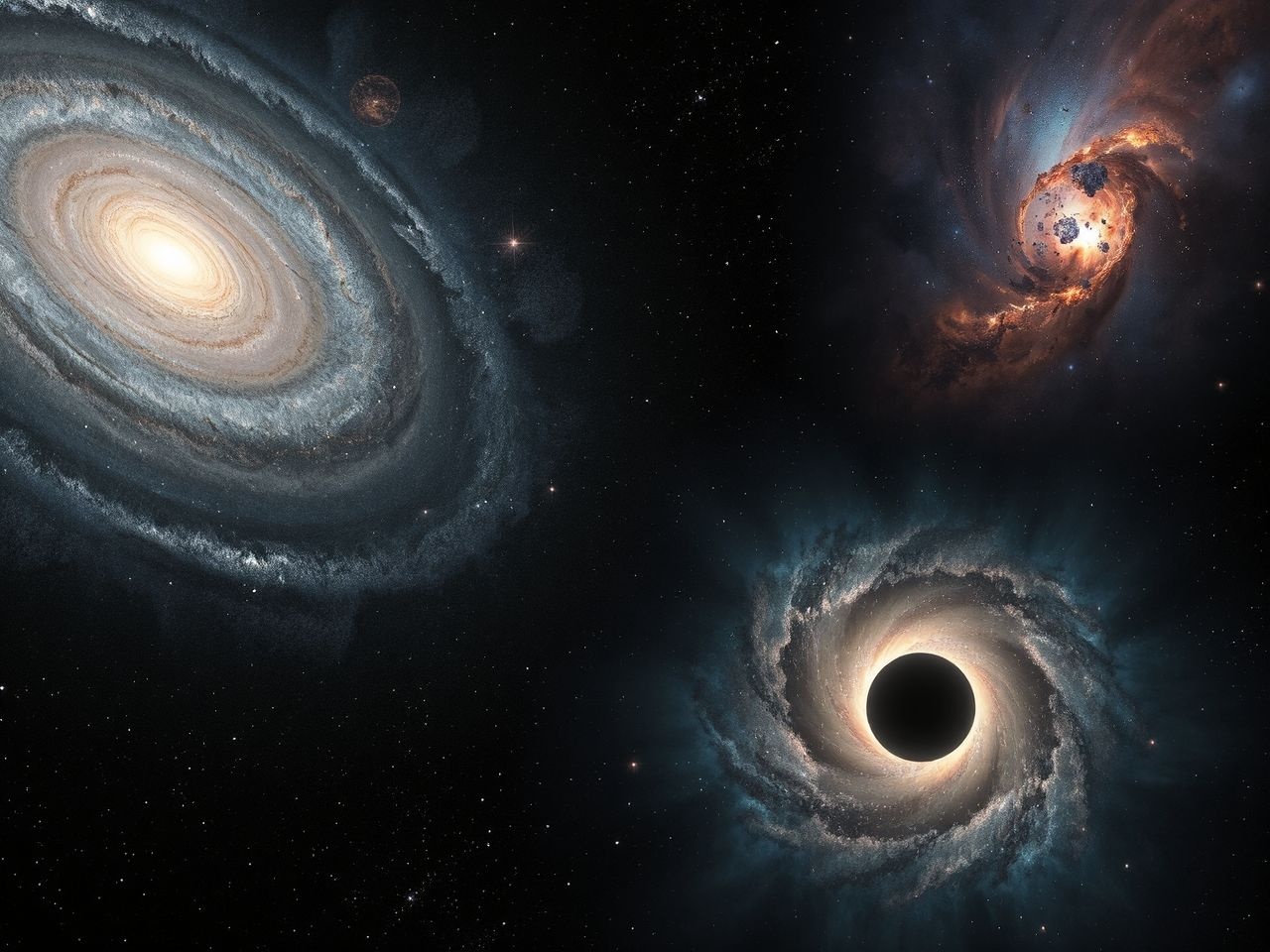 Az űrcsillagászat galaxisok, fekete lyukak és kozmikus háttér sugárzást vizsgál.